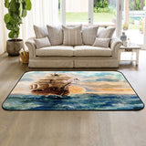 Oil Painting Pirate Ship Sponge Rillet Rubber Rugs