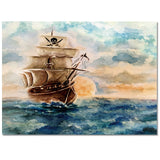 Oil Painting Pirate Ship Right Angle Felt Rugs - LeobonZone