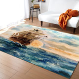 Oil Painting Pirate Ship Right Angle Felt Rugs - LeobonZone