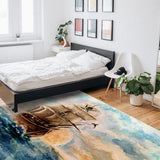 Oil Painting Pirate Ship Right Angle Felt Rugs - LeobonZone