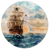 Oil Painting Pirate Ship Circular Felt Rugs - LeobonZone