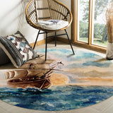 Oil Painting Pirate Ship Circular Felt Rugs - LeobonZone