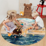 Oil Painting Pirate Ship Circular Felt Rugs - LeobonZone