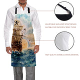 Oil Painting Pirate Ship Personalized Canvas Apron - LeobonZone