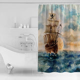 Oil Painting Pirate Ship Waterproof Durable Shower Curtain - LeobonZone