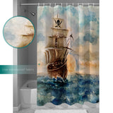 Oil Painting Pirate Ship Waterproof Durable Shower Curtain - LeobonZone