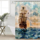 Oil Painting Pirate Ship Waterproof Durable Shower Curtain - LeobonZone