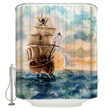 Oil Painting Pirate Ship Waterproof Durable Shower Curtain - LeobonZone