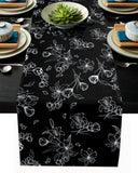 Black Tulip Right Angle Side Rectangle Tablecloth - LeobonZone