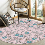 Pink Retro Flannel Circular Felt Rugs - LeobonZone