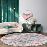 Pink Retro Flannel Circular Felt Rugs - LeobonZone