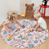 Pink Retro Flannel Circular Felt Rugs - LeobonZone