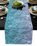 Turquoise Gradual Lace Right Angle Side Rectangle table runner