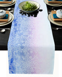 Blue Gradual Lace Right Angle Side Rectangle Tablecloth - LeobonZone