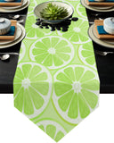 Green lemon in summer Sharp Angle Table Runner Place Mats - LeobonZone