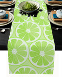 Green lemon in summer Table Runner Place Mats - LeobonZone