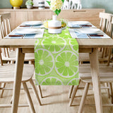 Green lemon in summer Table Runner Place Mats - LeobonZone