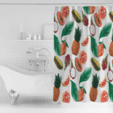 White multi Summer fruits DURABLE SHOWER CURTAIN - LeobonZone