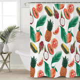 White multi Summer fruits DURABLE SHOWER CURTAIN - LeobonZone