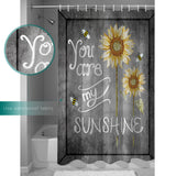 Marble Texture Sunflower Combination Waterproof Durable Shower Curtain - LeobonZone