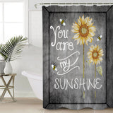 Marble Texture Sunflower Combination Waterproof Durable Shower Curtain - LeobonZone