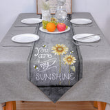 Marble Texture Sunflower Combination Table Runner Place Mats Sharp Angle - LeobonZone