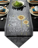 Marble Texture Sunflower Combination Table Runner Place Mats Sharp Angle