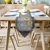 Marble Texture Sunflower Combination Table Runner Place Mats Sharp Angle - LeobonZone
