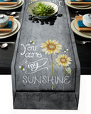 Marble Texture Sunflower Combination Table Runner Place Mats