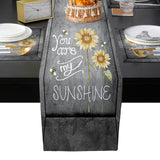 Marble Texture Sunflower Combination Table Flag And Table Mat Suit - LeobonZone