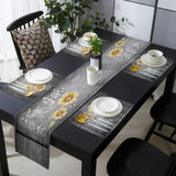 Marble Texture Sunflower Combination Table Flag And Table Mat Suit - LeobonZone