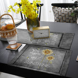 Marble Texture Sunflower Combination Table Flag And Table Mat Suit - LeobonZone