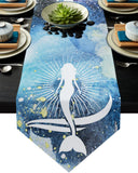 White Summer sea Mermaid Sharp Angle Table Runner Place Mats