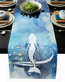 White Summer sea Mermaid Table Runner Place Mats