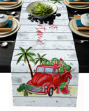 Watermelon truck in summer Table Runner Place Mats - LeobonZone