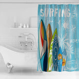 Summer surfing board DURABLE SHOWER CURTAIN - LeobonZone