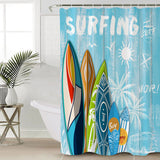 Summer surfing board DURABLE SHOWER CURTAIN - LeobonZone