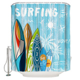 Summer surfing board DURABLE SHOWER CURTAIN - LeobonZone