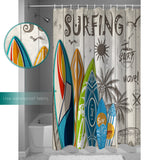 Summer surfing board Retro DURABLE SHOWER CURTAIN - LeobonZone