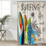 Summer surfing board Retro DURABLE SHOWER CURTAIN - LeobonZone