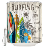 Summer surfing board Retro DURABLE SHOWER CURTAIN - LeobonZone