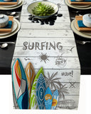 Summer surfing board Retro Table Runner Place Mats - LeobonZone