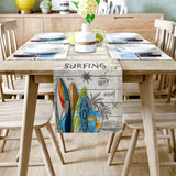 Summer surfing board Retro Table Runner Place Mats - LeobonZone