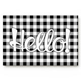 Black and white gray grid background Waterproof Doormat - LeobonZone