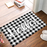 Black and white gray grid background Waterproof Doormat