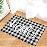 Black and white gray grid background Waterproof Doormat - LeobonZone