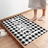 Black and white gray grid background Waterproof Doormat - LeobonZone