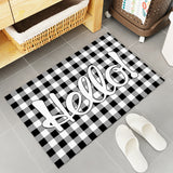 Black and white gray grid background Waterproof Doormat - LeobonZone