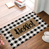 Brown black and white gray plaid background Non-Slip Waterproof  Doormat