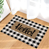 Brown black and white gray plaid background Non-Slip Waterproof  Doormat - LeobonZone